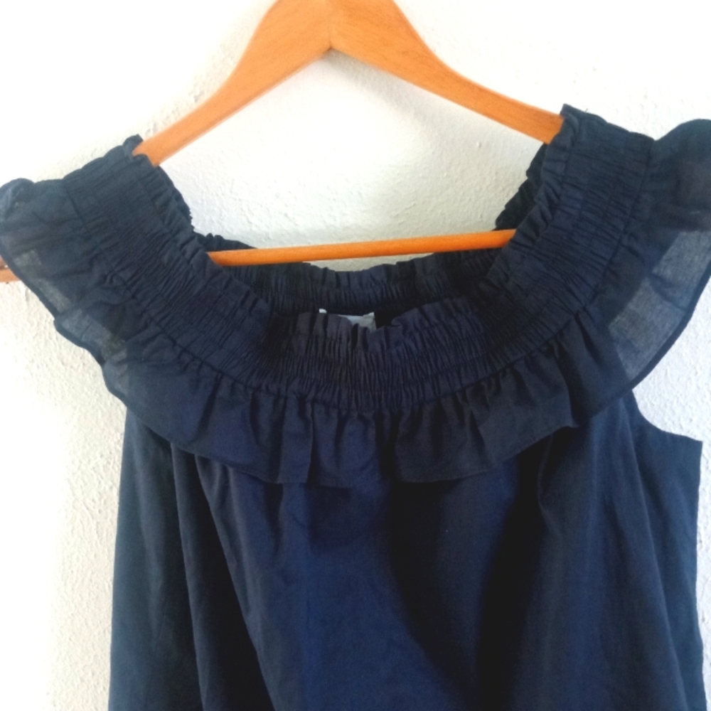 MISA Los Angeles 'GIA' Off Shoulder Navy Blue Tasseled Mini Dress | S - Picture 4 of 7